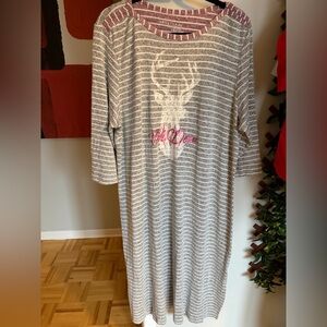 Marie-Claire Gray and Pink Striped Nightgown size XXL